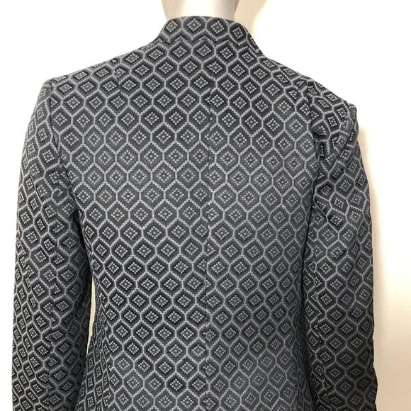 Banana Republic Women's Size 4 Open Front Textured Printed Blazer Drk Gray/Black - Picture 5 of 11